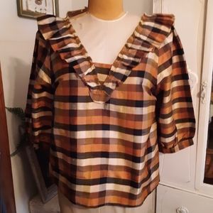 Sezane Urban Checked Blouse Top